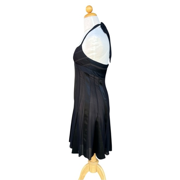 VTG BCBG Max Azria Y2K Black Silk Chiffon Halter Dress Whimsygoth Prom NWT Sz 4 - Picture 2 of 14
